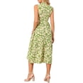 thumbnail image 3 of INSPIRE CHIC Women's Summer Sleeveless Floral Dress Casual Tiered Pleated Collar V Neck Flowy Ruffle A Line Button Down Midi Dresses S Green, 3 of 5