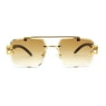 thumbnail image 2 of Rimless Luxury Jaguar Jewel Arm Rectangle Hustler Gangster Sunglasses Gold - Brown, 2 of 4