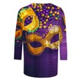thumbnail image 3 of TrendVibe365 Mardi Gras T Shirts for Women Fancy Mask Feathers Tunic Carnival Gifts Tshirts 3/4 Sleeve Holiday Tshirts Crew Neck Celebration Tees Sexy Novelty Blouse Clothes Orange XL(US=10), 3 of 4