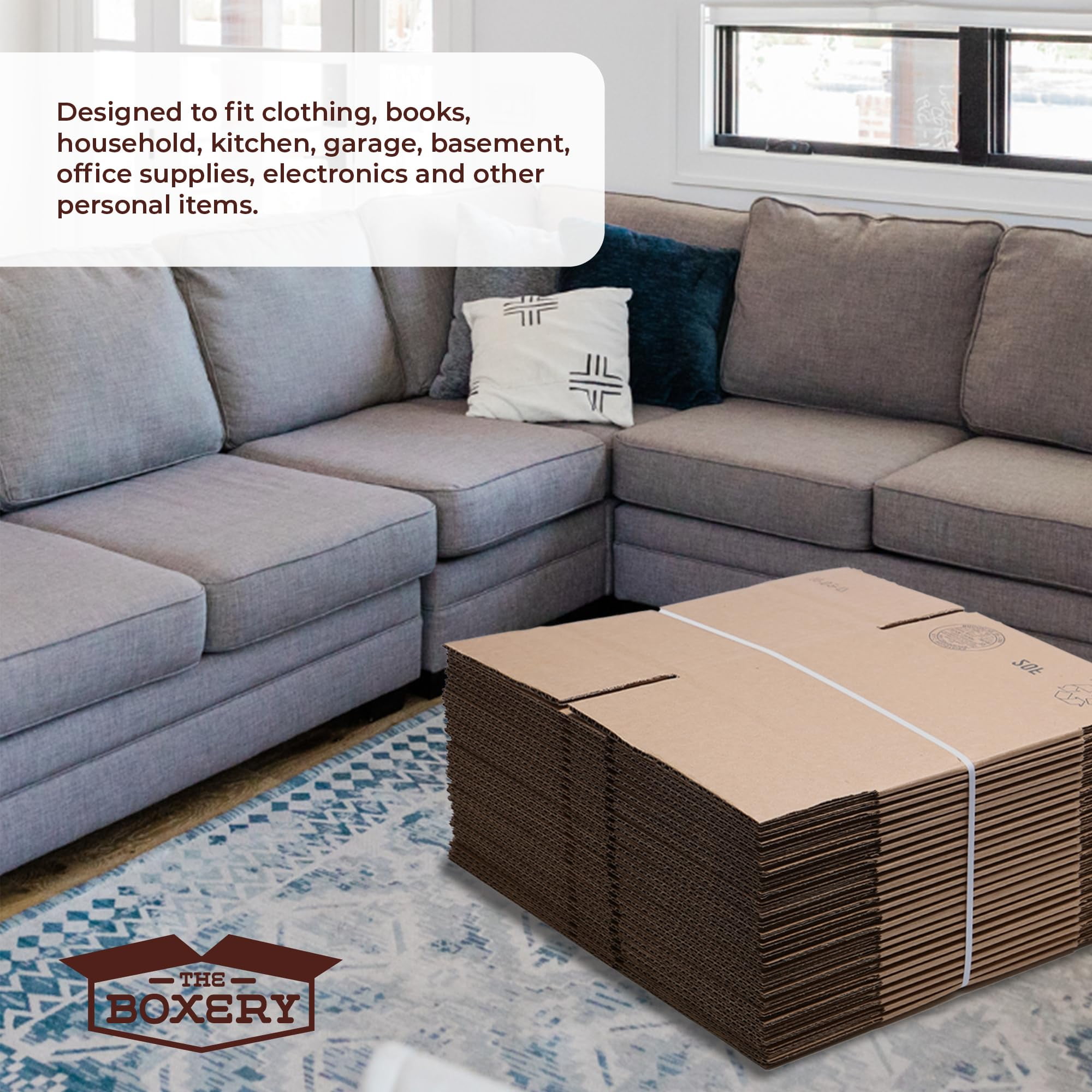 The Boxery Moving Boxes 4-Pack XX-Large | 24x24x24 inch Brown/Kraft Corrugated Cardboard Packing, Moving & Storage for Business/Home â Durable - Eco-Friendly, Recyclable - Made in the USA