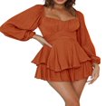 thumbnail image 1 of Femmes Bouffant Manches Épaule Volant Robe Romper Intégré dans le Short en Couches Short Combinaison Fée Mini Robe Combinaisons, 1 of 6