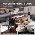 thumbnail image 3 of VEVOR Lift Top Adjustable Coffee Table with Light & USB, Brown, 3 of 9
