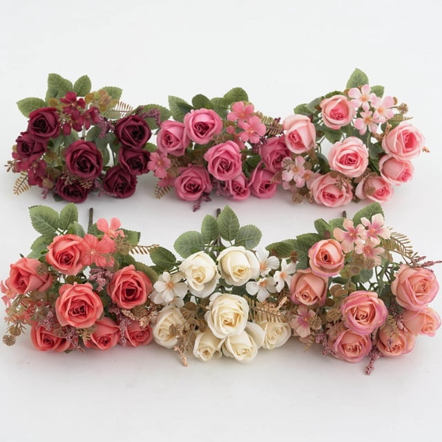 Peones Flores Artificiales Ramo de Peones de Rosa de Seda 30cm para Decoraciones de Fiesta de Boda en el Hogar
