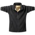 thumbnail image 2 of BLTIBY Mens Fleece Jacket Winter Warm Fleece Stand Collar Comfort Coat Solid Color Zip Up Outwear with Pockets Black 5XL, 2 of 9