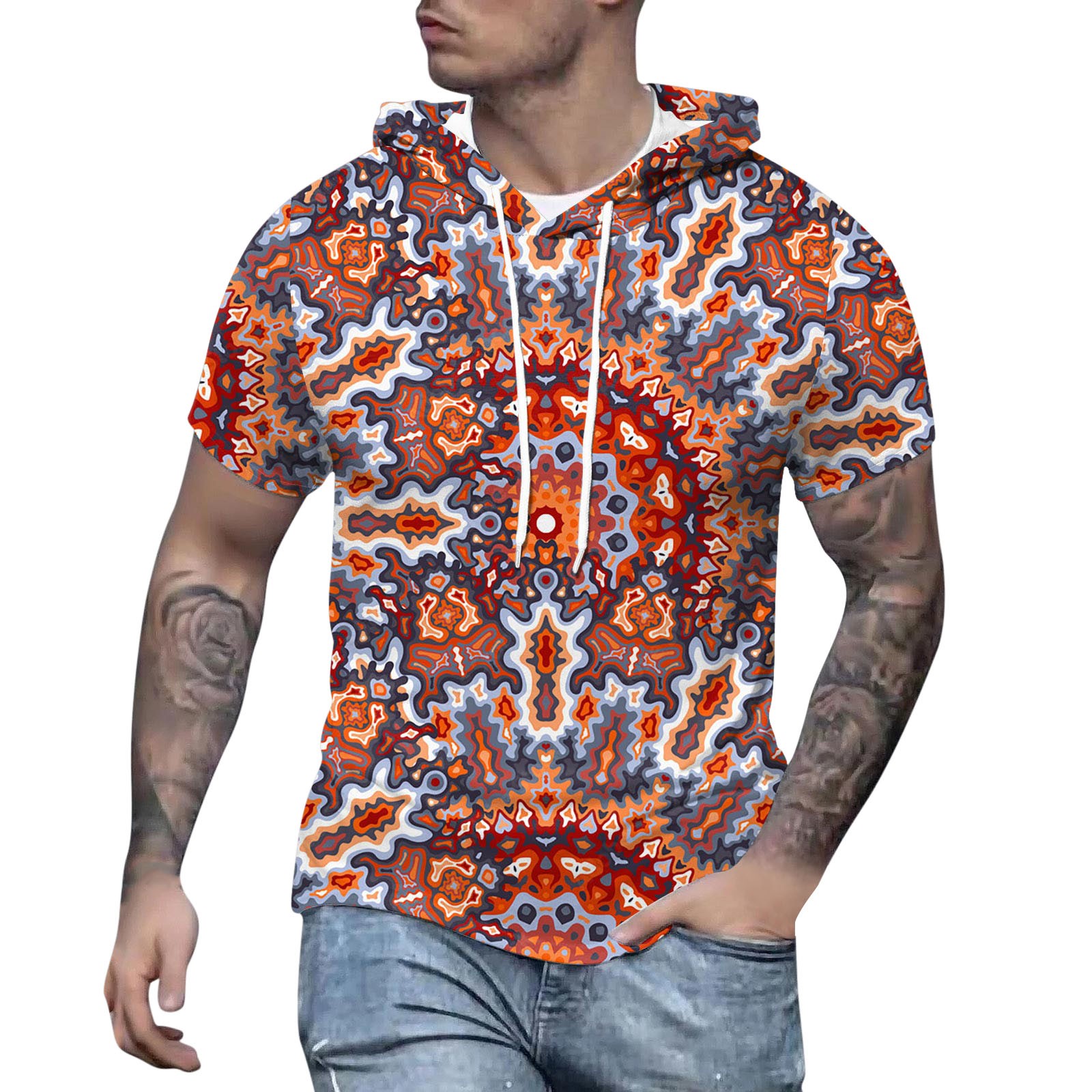 Workout Hoodies for Men Men's Spring And Summer Fashion Casual Hawaiian