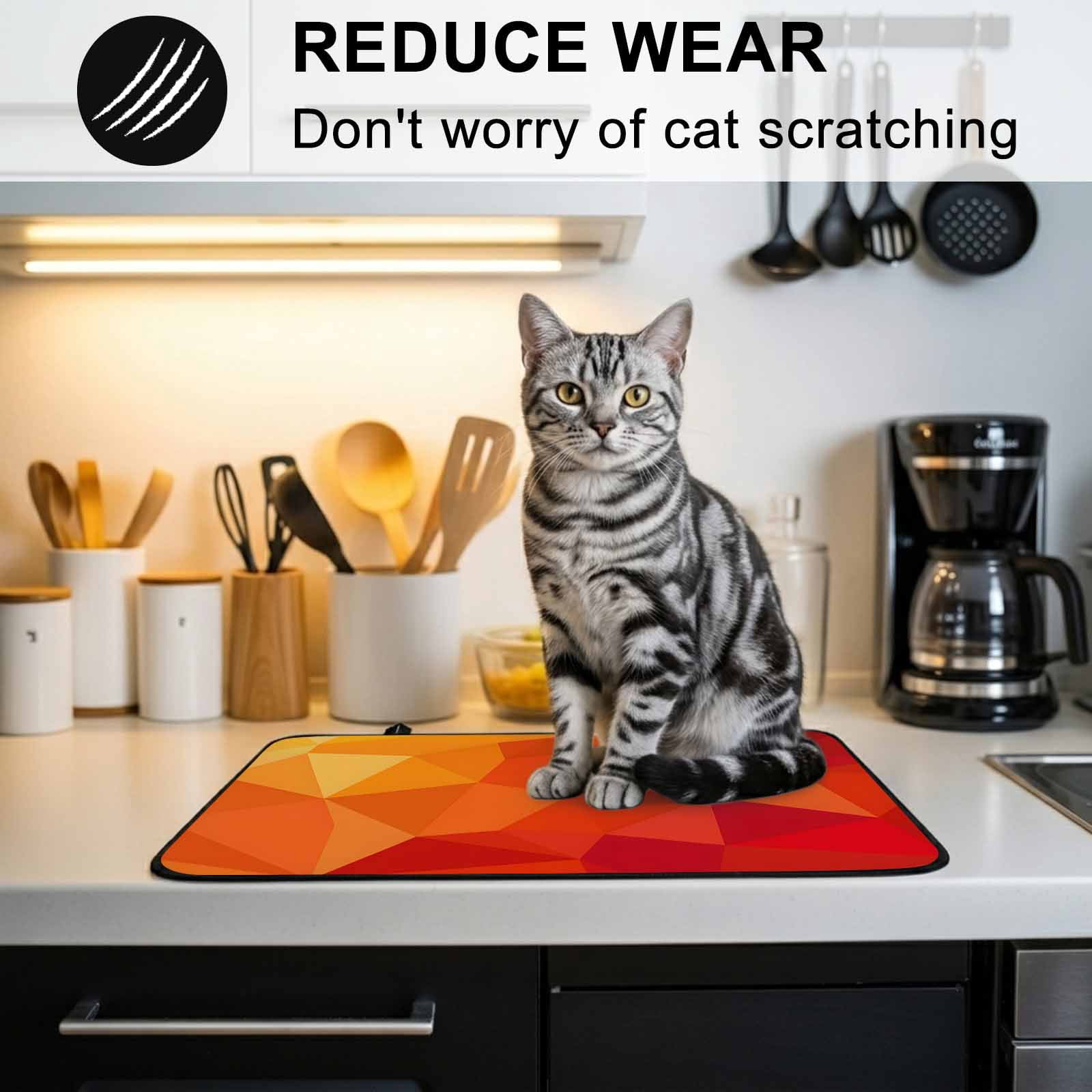 Red Orange Stove Top Cover for Electric Stove, Heat-proof & Non Slip Glass Top Stove Cover Protector, Modern Abstract Ombre Geometric Aesthetic Kitchen Flat Cooktop Rubber Mat 24x21 Inches