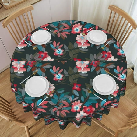 

Tablecloth Floral Pattern Background Table Cloth For Circular Tables Waterproof Resistant Picnic Table Covers For Kitchen Dining/Party