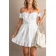 thumbnail image 3 of ABPHQTO Vestido corto con volantes y hombros descubiertos con detalle de corsé blanco para mujer, 3 of 5