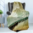 thumbnail image 4 of Landscape Soft Flannel Fleece Throw Blanket, Island Scenery near Ocean Sea with Clouds Puddle Stones Gloomy Air Photo, Cozy Plush for Indoor and Outdoor Use, 60" x 80", Beige Sepia Teal, by Ambesonne, 4 of 5