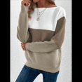 thumbnail image 4 of Suéter Informal de Cuello Redondo, Acanalado, de Punto con Bloques de Color, Hombros Caídos y Larga para Mujer, Otoño e Invierno. Marrón XXL, 4 of 9