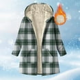thumbnail image 2 of Women's Plaid Shacket Jacket, Fleece Lined Hooded Coat, Windbreaker Quilted Puffer Coat, Winter Snow Warm Overcoat Casual Long Sleeve Outwear, 2 of 7