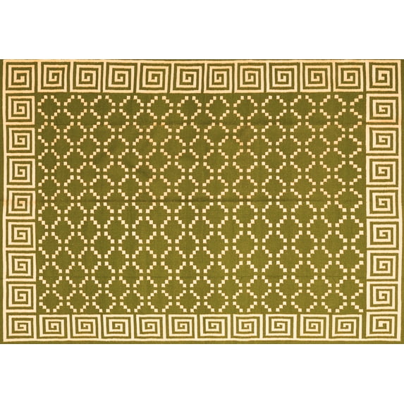 Ahgly Company Indoor Rectangle Abstract Orange Contemporary Area Rugs, 7' x 10'