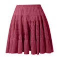 thumbnail image 6 of MIXUE Skirts For Women Summer Solid Color Elastic High Waist A Line Ruffle Knee Length Casual Beach Party Skirt Streetwear,Red,L, 6 of 6