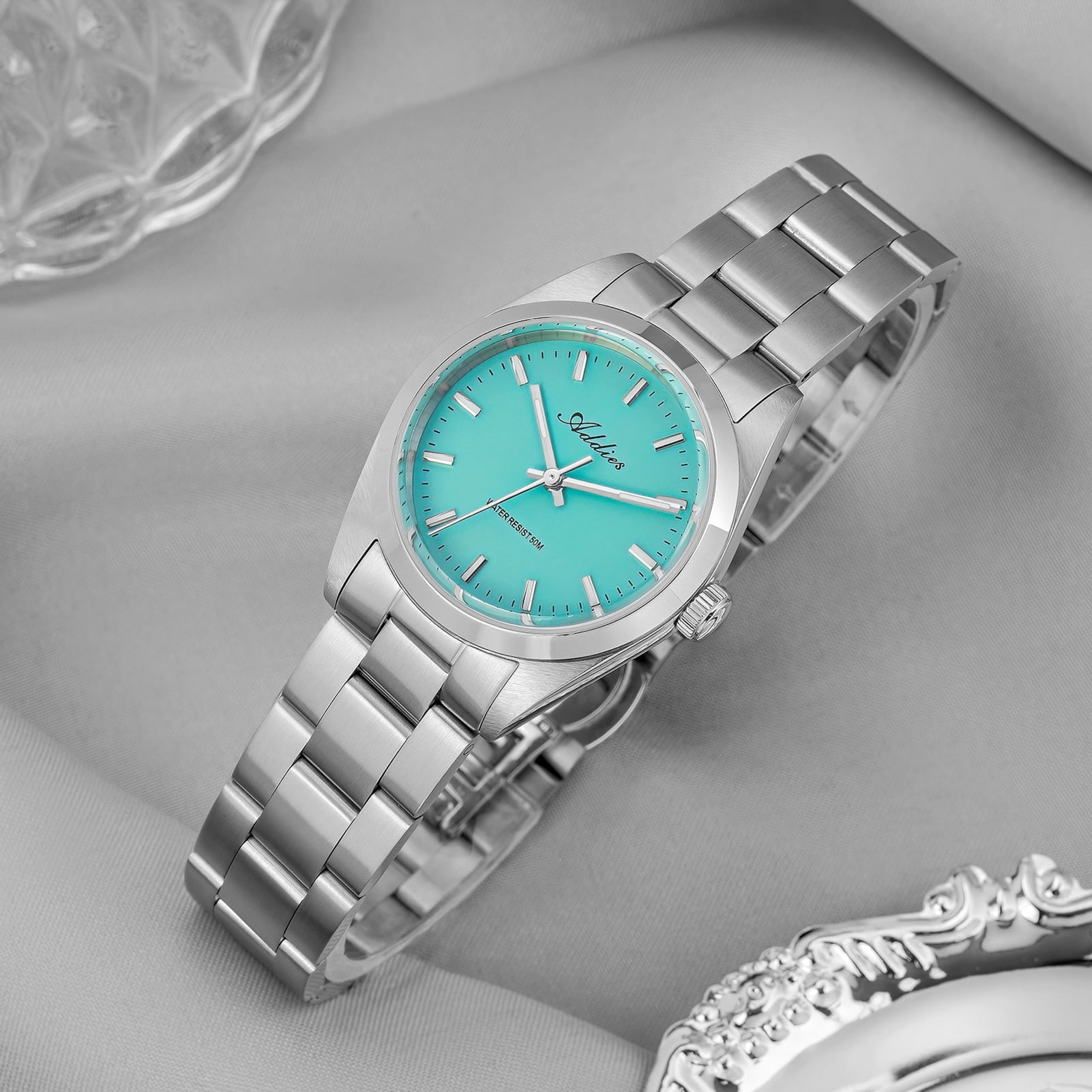 ADDIES Womens Watch 31mm Stainless Steel Sapphire Crystal Japanese Quartz Movement BGW9 Lume 50M Waterproof Analog Dress Watch for Women Ladies Gift