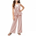 thumbnail image 2 of Amidoa Girls Summer Outfit Sets 2 Piece T-Shirt Tank Top and Casual Pants Set Kids Clothing Sets Watermelon Red Size 14, 2 of 6