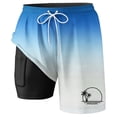 thumbnail image 4 of XFeng Men's 2 in 1 Swim Trunks, Print Board Shorts with Compression Liner, Quick Dry Beach Swim Shorts with Pockets, 4 of 4