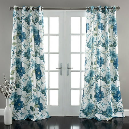 Green Curtains blue and green curtains : Floral Paisley Window Curtains Blue Set - Walmart.com
