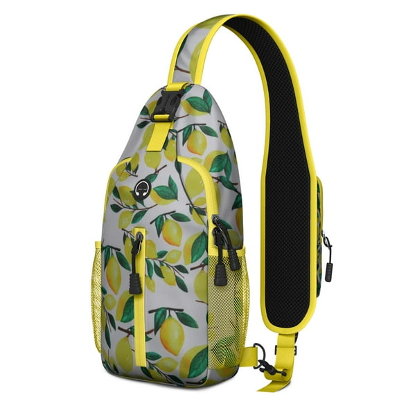 Crossbody Sling Backpack for Women Men Yellow Lemon Shoulder Sling Crossbody Casual Chest Bag for Travel Sports Running Hiking