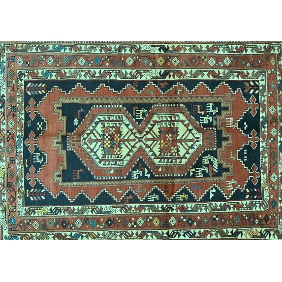 Ahgly Company Indoor Rectangle Southwestern Light Blue Country Area Rugs, 7' x 9'
