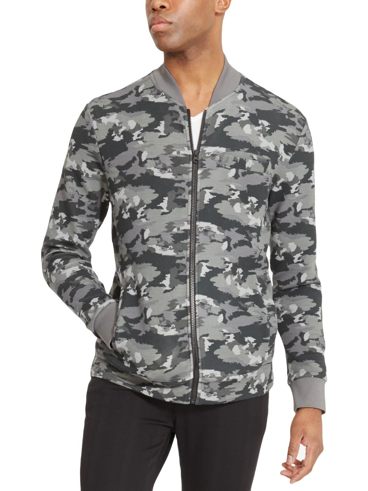 Kenneth Cole Reaction Mens Camouflage Long Sleeves Bomber Jacket Gray L ...