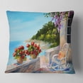 thumbnail image 2 of Designart Balcony Near the Sea - Landscape Painting Throw Pillow - 16x16, 2 of 5