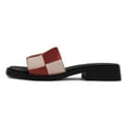 thumbnail image 3 of YDN Women Open Square Toe Checkered Slide Sandals Slip On Low Chunky Heel Slippers Comfortable Casual Indoor Shoes Size 8.5 Red, 3 of 4