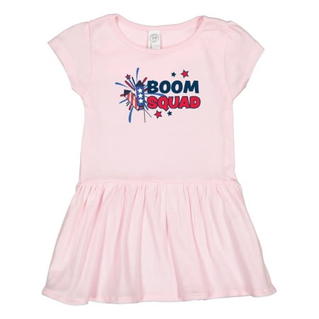 

Inktastic 4th of July Boom Squad Blue and Red Fireworks Gift Toddler Girl Dress
