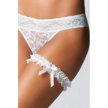Nylon Slip Garter - iCollection Love Me Lace Garter 7489 White