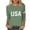 Green, variant on MEICHEN 250 Anniversary USA Shirts for Women American USA Print 250th Birthday T Shirts 1776-2026 3/4 Sleeve July 4th Tops