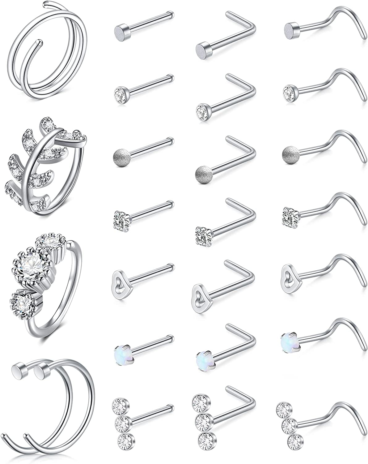 LAURITAMI Nose Rings Hoops Studs 20g Nose Ring Surgical Steel Nose