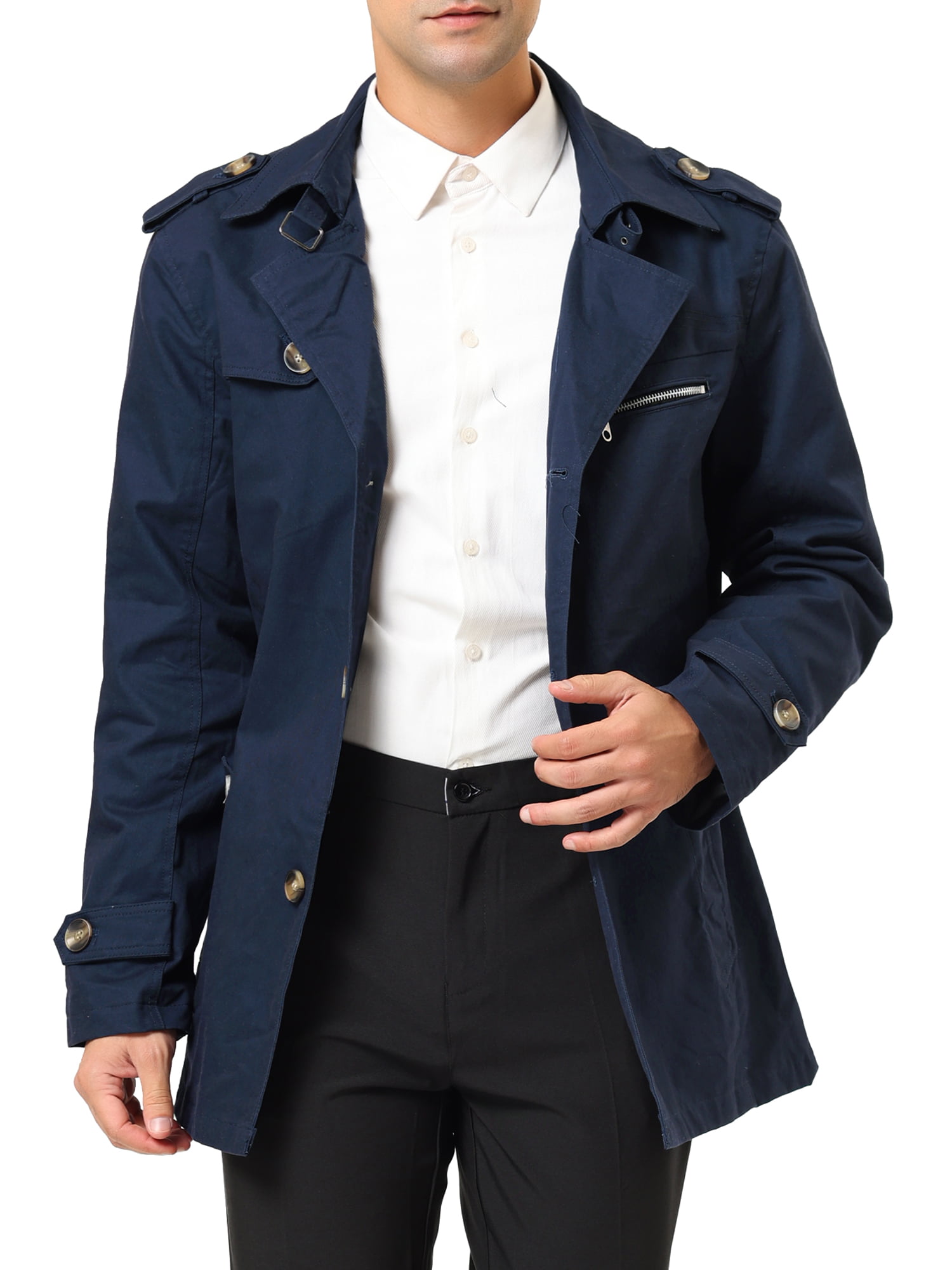 Fay Synthetic Single-breasted Long-sleeved Jacket in Navy Mens Clothing Jackets Casual jackets for Men Blue 