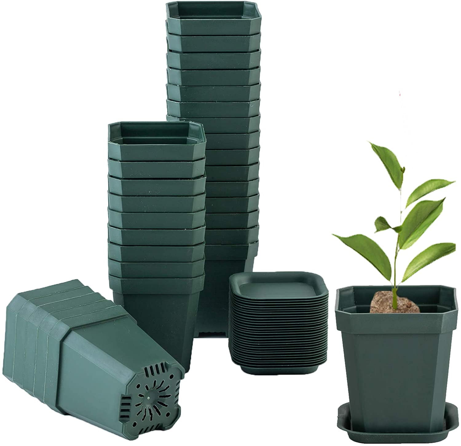 Brand Resin 3 Inch Plastics Nursery Plant Flower Pot Black Set of 10 Square Yard 