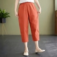 thumbnail image 6 of Outfmvch Flowy Pants Plus Size Elastic Waist Trousers Straight Wide Leg Straight Wide Leg Boho Pants for Women 2026 Paper Bag Pants Loose Flowy Pants Yoga Capris with Pockets Orange M-3XL, 6 of 7