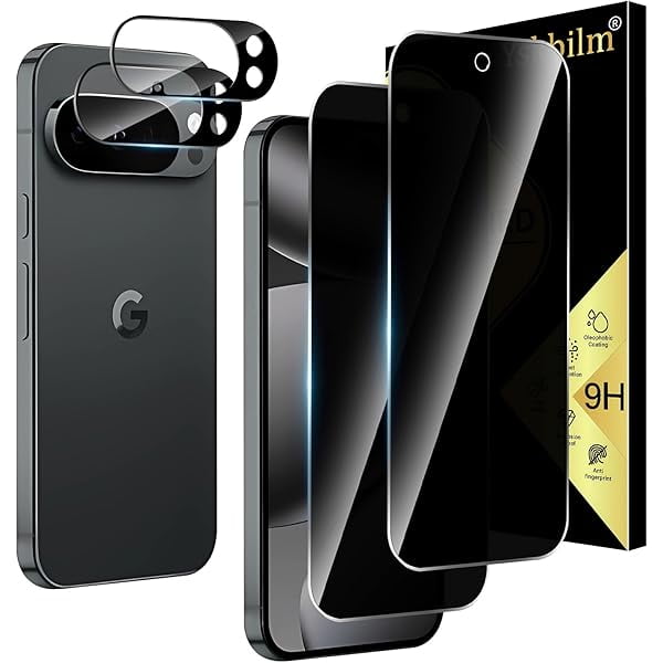 xixishop For Google Pixel 10 pro XL Screen Protector, 2 Privacy Tempered Glass Film + 2 Camera Lens Protector, Support Fingerprint Unlock, Anti-Shatter, Anti-Scratch, Easy Installation, Case-Friendly