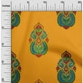 thumbnail image 1 of oneOone Cotton Poplin Twill Mustard Yellow Fabric Floral & Paisley Block Sewing Material Print Fabric By The Yard 56 Inch Wide, 1 of 4