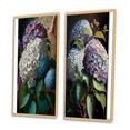 thumbnail image 3 of Designart "Purple Retro Hydrangea Blossoming I" Floral Framed Wall Art Set Of 2 - Traditional Purple Gallery Wall Frame Set For Home Decor, 3 of 6
