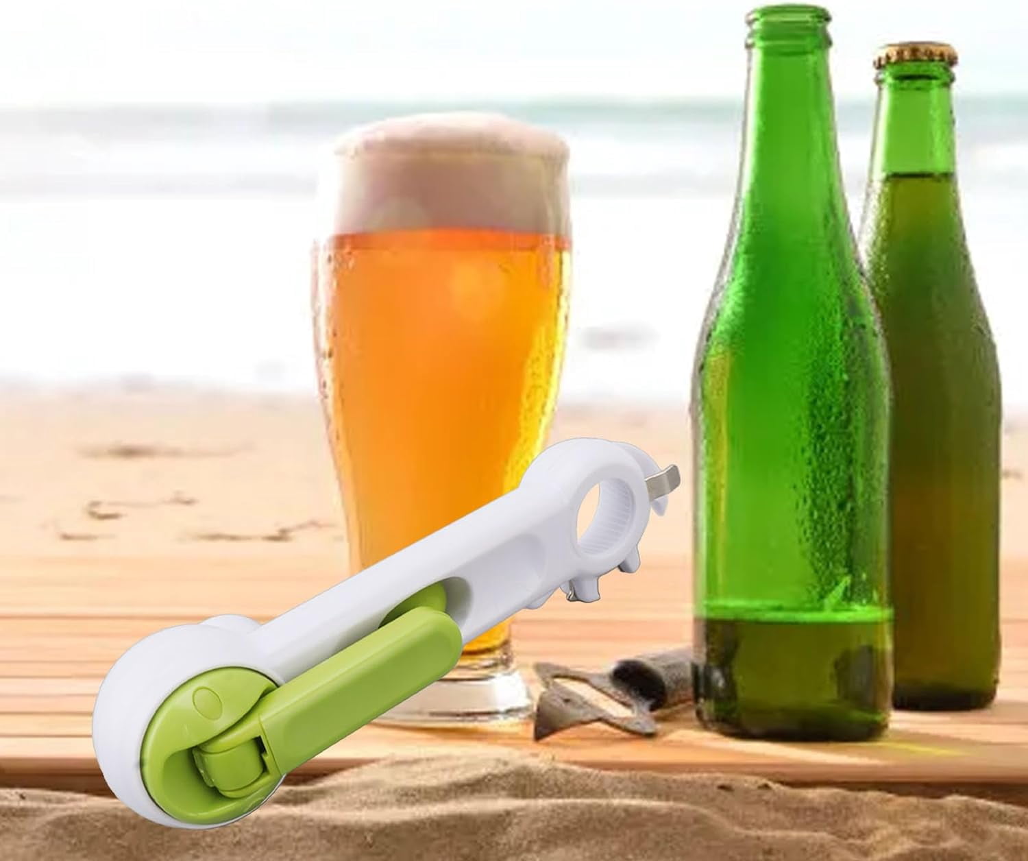 FRKSMD-6 in 1 ABS Manual Multi Function Can Opener Lightweight Portable Can and Jar Opener for Drinks Beer Bottles Daily Kitchen Use
