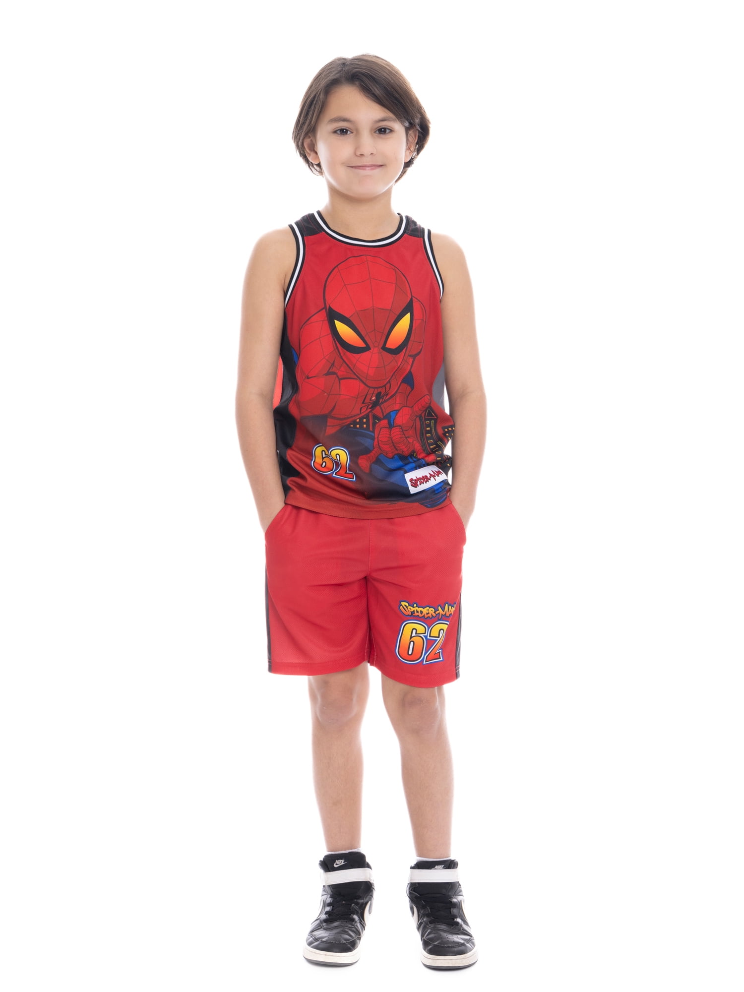 Spider-Man Boys Character Graphic Basketball Jersey and Shorts Set, 2-Piece, Sizes 4-12