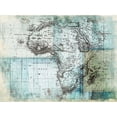 thumbnail image 2 of Grey, Jace 32x25 Black Ornate Wood Framed with Double Matting Museum Art Print Titled - Aged Blue Map One, 2 of 4