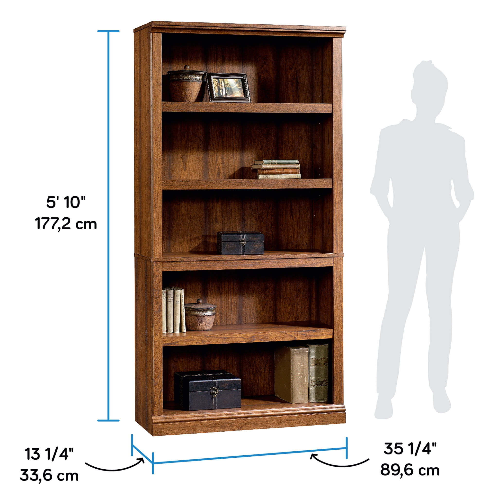 Sauder Select 5 Shelf Bookcase, Washington Cherry Finish