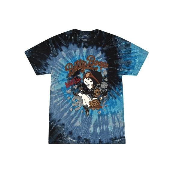 Wild Bobby Biker Betty Boop Wild One MC Motorcycle Betty Boop Tie-Dye T-Shirt, Evening Sky, Small