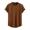 thumbnail image 4 of TSADFHJI T-Shirts pour Hommes Manches Courtes Graphique Automne Hommes Texture Embossée Impression Poche Cachée Col Rond T-Shirt Ample Décontracté T-Shirt TTTTG Café, 4 of 7