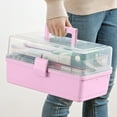 thumbnail image 4 of Pill Storage Box 3-Layer Large Capacity Home Cosmetics Organizer Multi-layer Sundries Case Plastic Sundries Organizer, Ordinary Style, Pink, 4 of 7