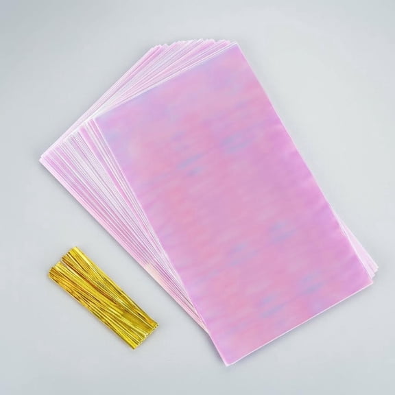 Iridescent Cellophane Treat Bags Holographic Treat Bags with Twist Ties for Party Favors Gift Candy Cookie