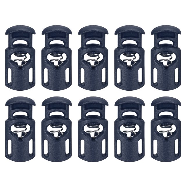 Unique Bargains 30Pack 5.5x3mm Cord Lock Plastic Single Hole Spring Toggle Stoppers, Navy Blue