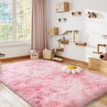 thumbnail image 7 of Socofuz Super Soft Fluffy Rug for Bedroom,4x6 Tie-dye Pink Anti-Skid Plush Floor Carpet for Living Room Bedroom Home Decor, 7 of 7
