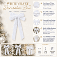 thumbnail image 2 of White Velvet Christmas Bow with Long Tails for Gift Wrapping, Tree and Wreath Decor, 2 of 7