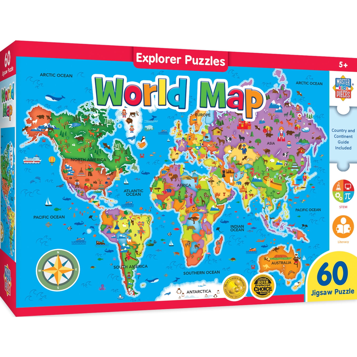 MasterPieces Children's 60 Piece World Map Jigsaw Puzzle - Earth