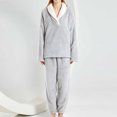 thumbnail image 2 of 2 Piece Thermal Hoodies Pajamas Set for Women Ultra Soft Plush Velvet Homewear Lounge Outfits Gray,L, 2 of 7