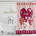 thumbnail image 2 of Light Pink Valentines Day Shower Curtain Set - Long 72" x 84" Washable Bathtub Curtain with 12 Hooks, Love Hearts Romantic Farmhouse Waterproof Fabric Stall Shower Curtains for Bathroom/Bathtub, 2 of 6